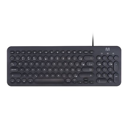 Teclado Com Fio Compact Multimídia Cabo de 130cm Teclas Redondas USB Preto Multi (Multilaser) - TC234 TC234