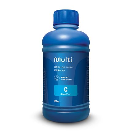 Refil de Tinta para Cartucho Impressoras HP 250ml Ciano Multi - RF010 RF010