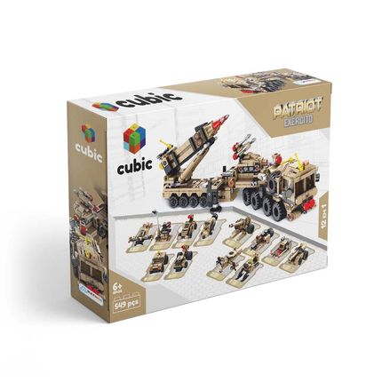 Blocos de Montar Cubic Modelo Exército 12 em 1 com 549 Peças Indicado para +6 Anos Multikids - BR1096 BR1096