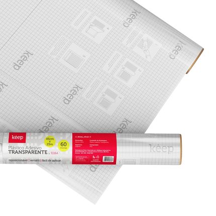 Plástico Adesivo Transparente 0.08mm PVC 45cm x 25m Keep - EI164 EI164