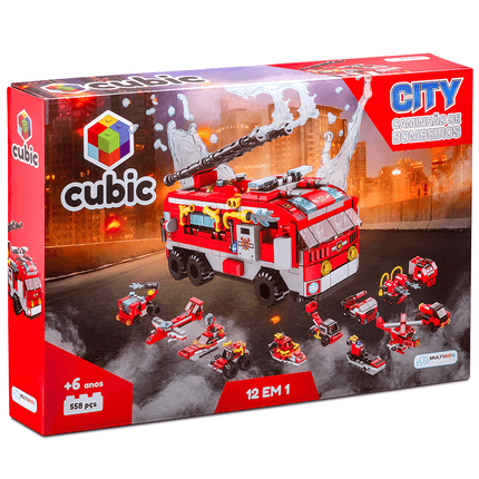 Cubic 12 em 1 Caminhão de Bombeiro 558 Peças - BR1200 BR1200
