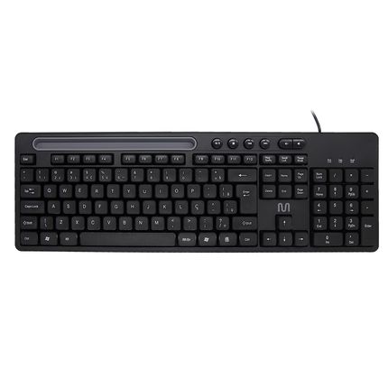 Teclado Com Fio Conexão USB Teclas Multimídia Slot p/ Tablet até 10
