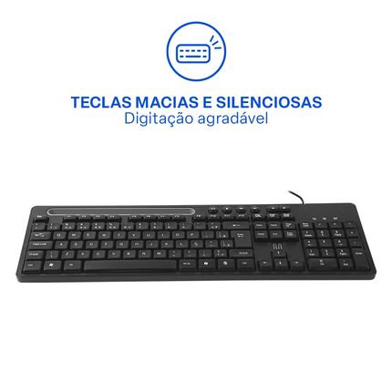 Teclado Com Fio Conexão USB Teclas Multimídia Slot p/ Tablet até 10