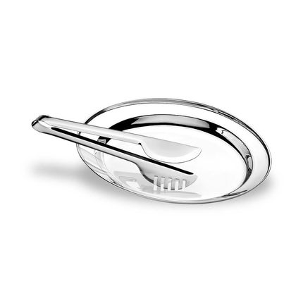 Bandeja Inox Para Servir 30 cm Com Pegador Up Home - UD023OUT [Reembalado] UD023OUT