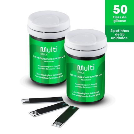 Tiras de Glicemia Care Plus Caixa com 50un Multi Saúde - HC489 HC489