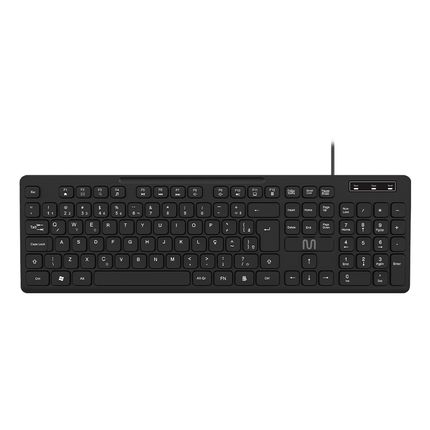 Teclado Com Fio Multimídia Cabo de 180cm Teclas Redondas USB Preto Multi (Multilaser) - TC294 TC294