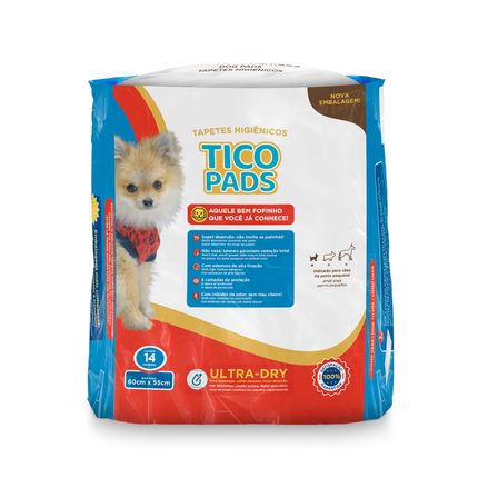 Tapete Higiênico Descartavel Tico Pads 14 unidades 55x60cm - PP444 PP444
