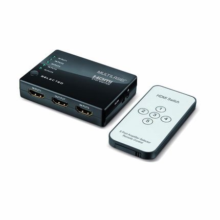 Switch HDMI Multilaser 5 Portas Alta Definição de 1080p + Controle Remoto Preto - WI346OUT [Remanufaturado] WI346OUT
