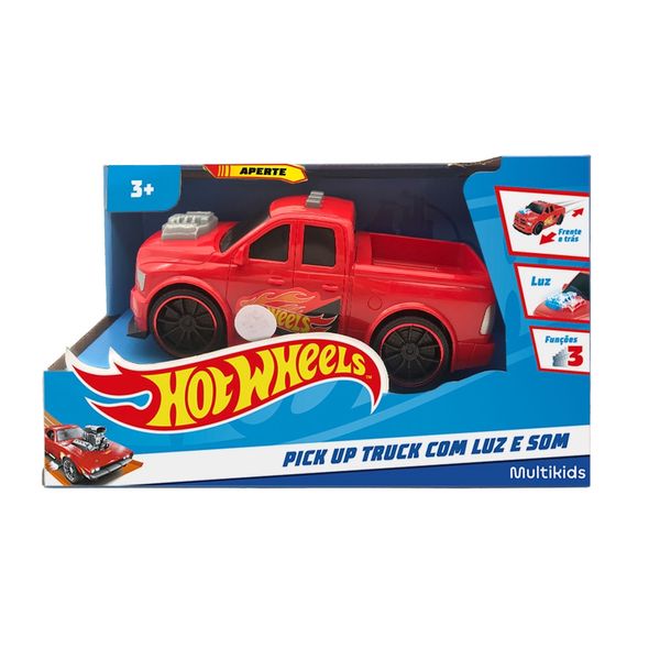 Hot Wheels Carro Pick Up Truck Vermelho Com Luz e Som Multikids - BR1820OUT [Reembalado] BR1820OUT