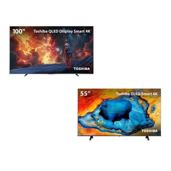 Smart TV QLED 100 4K UHD Toshiba Google TV + TV Toshiba de 55" 4k DLED VIDAA - 100Z670RS1KD 100Z670RS1KD