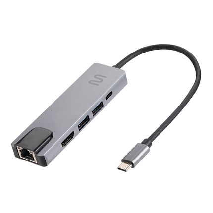 HUB Dock USB Tipo-C 5 em 1 com HDMI 4K, RJ45 Ethernet, USB 3.0 e Power Delivery - AC447 AC447