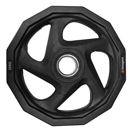 Anilha 10,00Kg Rubber 5 Furos Wellness - WK012 WK012