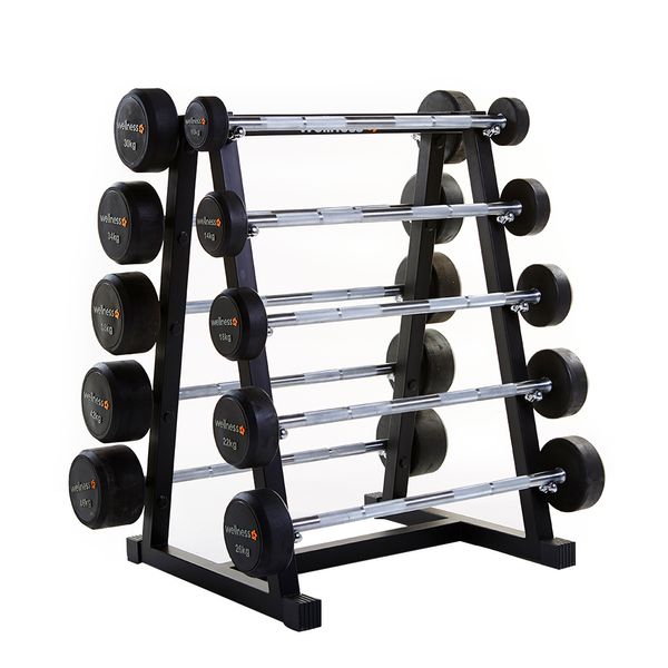 Kit 10 Barras Retas Montadas Emborrachadas (10Kg a 46Kg) Wellness - WK031 WK031