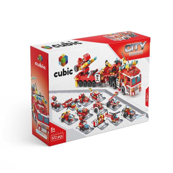 Blocos de Montar Cubic 12 em 1 Bombeiro Resgate 557 Peças Multikids - BR1094OUT [Reembalado] BR1094OUT