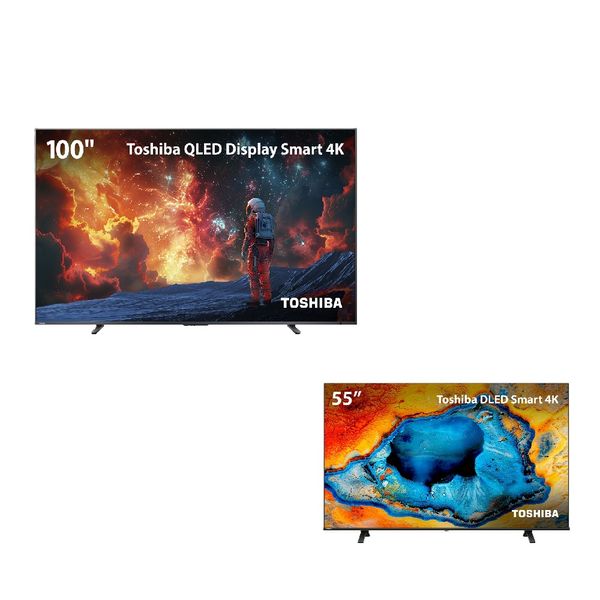 Smart TV QLED 100 4K UHD Toshiba Google TV + TV Toshiba de 55" 4k DLED VIDAA - 100Z670RS1KG 100Z670RS1KG