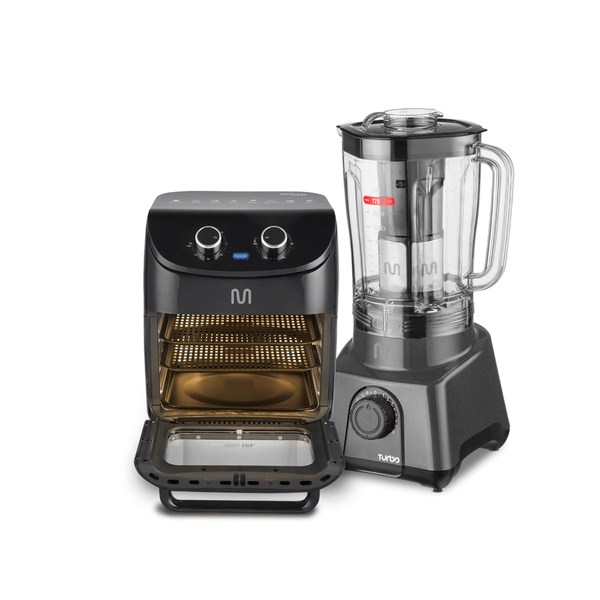 Liquidificador 2,6L Turbo Preto 1200w-127v c/ 12 Velocidades Multi Home + Air Fryer Forno 12L Time 60 min 1700w 127v Multi - GO227K GO227K
