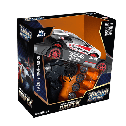 Carrinho de Corrida de Controle Remoto Drift x Vermelho e Preto Multikids - BR2417 BR2417