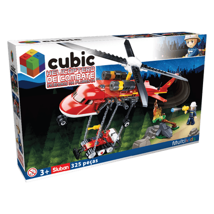 Blocos de Construção Cubic Jr Helicóptero de Bombeiro Multikids - BR2307 BR2307