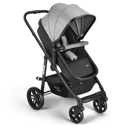 Carrinho de passeio para bebê Multikids 0-15kgs c/ berço Moises Beyond Cinza - BB429OUT [Remanufaturado] BB429OUT