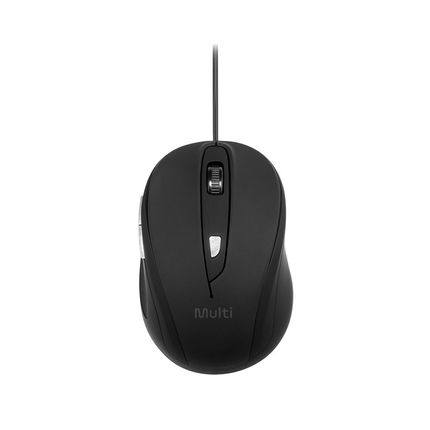 Mouse Com Fio USB 1600 DPI Ajustável 6 Botões Ergonômico com Textura Emborrachada Preto Multi (Multilaser) - MO241 MO241