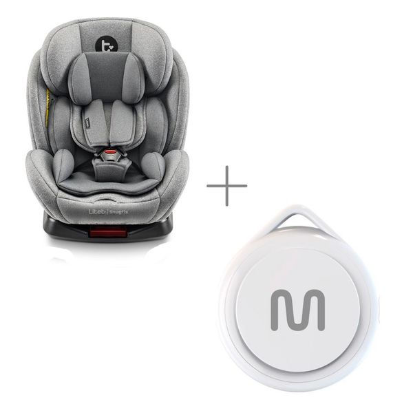 Kit Cadeirinha Infantil Para Carro 0-36 Kgs Snugfix Cinza Litet + Rastreador Bluetooth Multi MTag BB454K BB454K