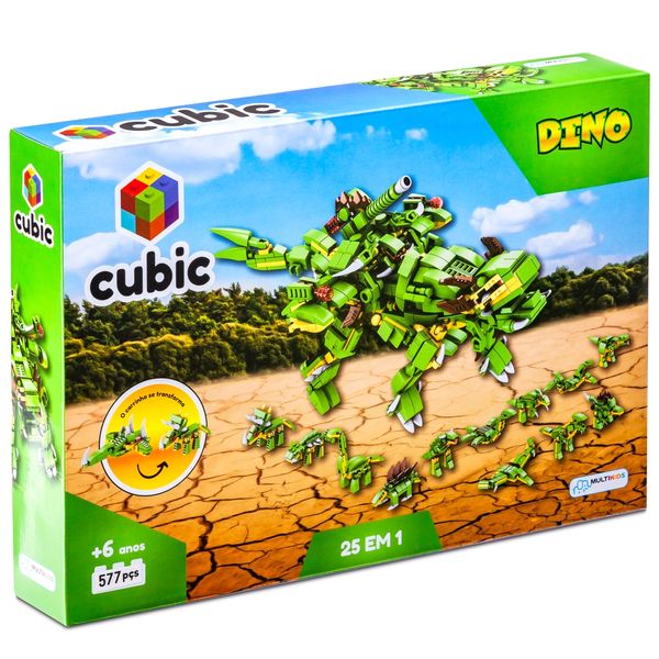 Blocos de Montar Cubic 25 em 1 Dinossauro 577 Peças Multikids - BR1615OUT [Reembalado] BR1615OUT