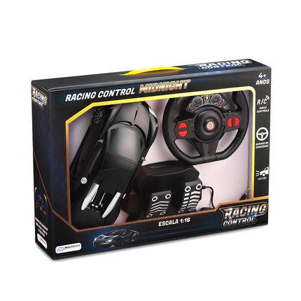 Carrinho com Volante e Pedal Racing Control Midnight Preto Multikids - BR1147OUT [Remanufaturado] BR1147OUT