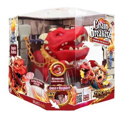 Brinquedo Fantoche de Plastico Dragão Zinder com Som e Animação Vermelho Multikids - BR2265OUT [Reembalado] BR2265OUT