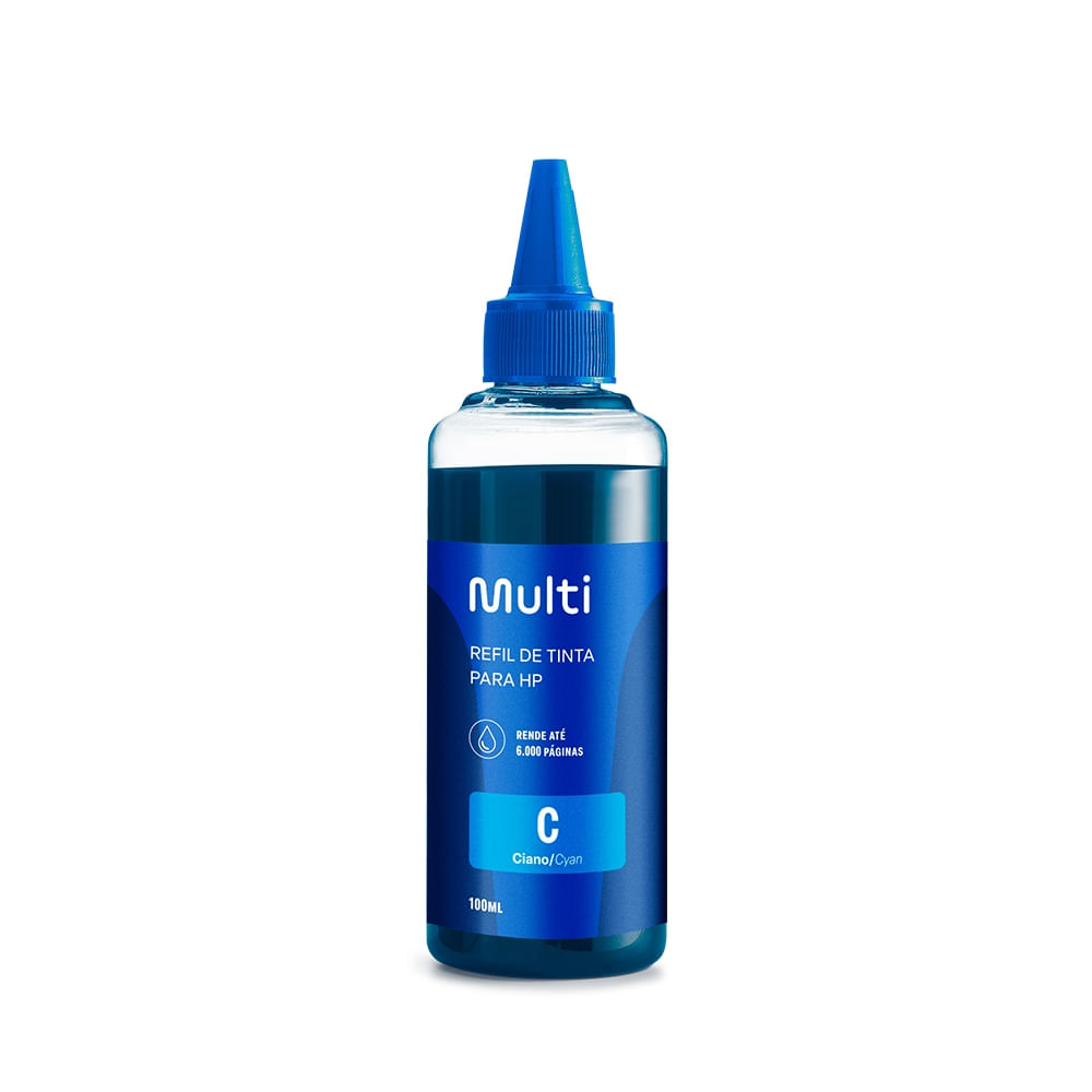 Refil De Tinta Ciano 100ml - Compativel Para Impressoras HP Multi - RF002OUT [Reembalado]