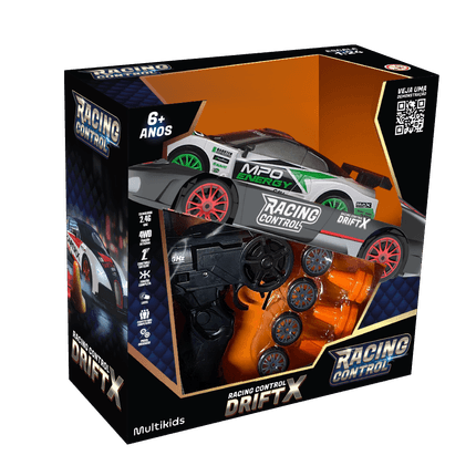 Carro de Corrida de Controle Remoto DriftX Branco Multikids - BR2418 BR2418