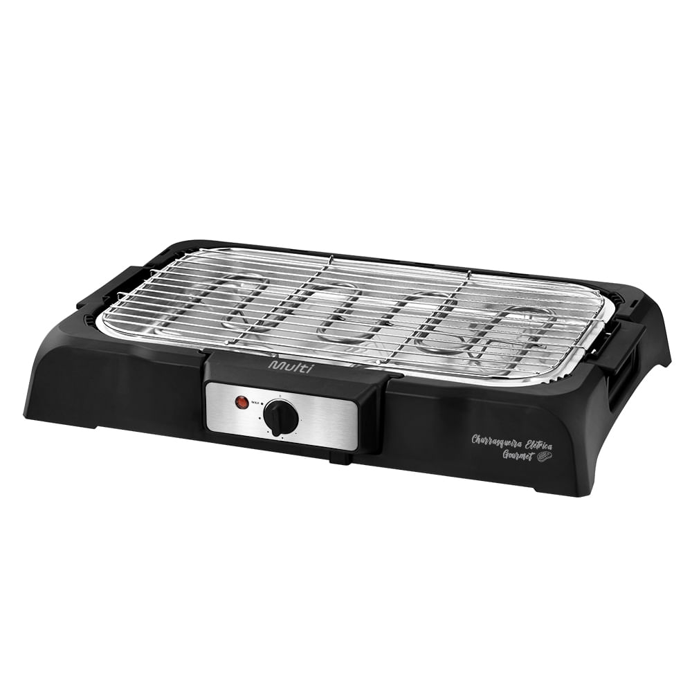 Churrasqueira Elétrica 127v-1800W com Controle de Temperatura Preto com Inox Multi - GO131OUT [Reembalado]
