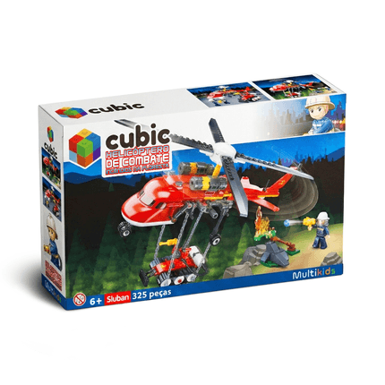 Blocos de Construção Cubic Jr Helicóptero de Bombeiro Multikids - BR2307 BR2307