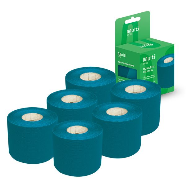 Kit 6 Fitas Kinésio Muscle Fix 5x500cm Azul Multi Saúde - HC042K HC042K