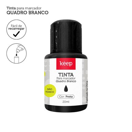 Tinta Refil Para Marcador de Quadro Branco 18ml Preto Caixa c/12 Unidades Keep - MR041OUT [Remanufaturado] MR041OUT