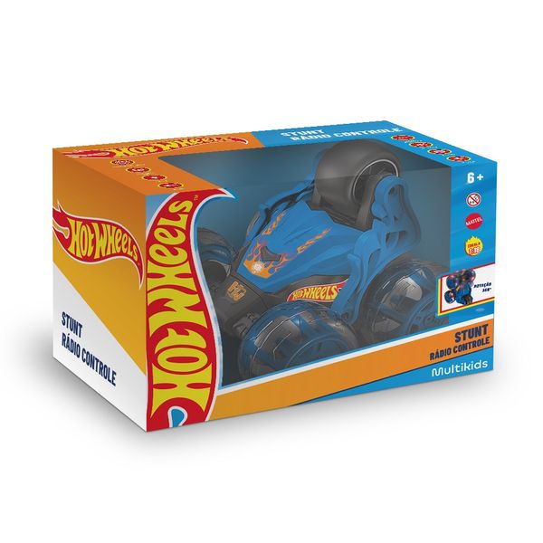 Rc Hot Wheels - Stunt - 4 Canais - Azul - Luz e Som - BR2476OUT [Reembalado] BR2476OUT