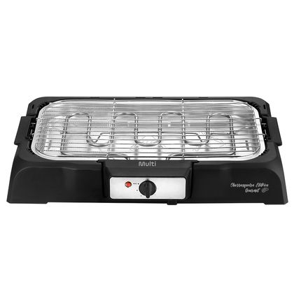 Churrasqueira Elétrica 2000W com Controle de Temperatura Preto com Inox Multi - 220v - GO132 GO132