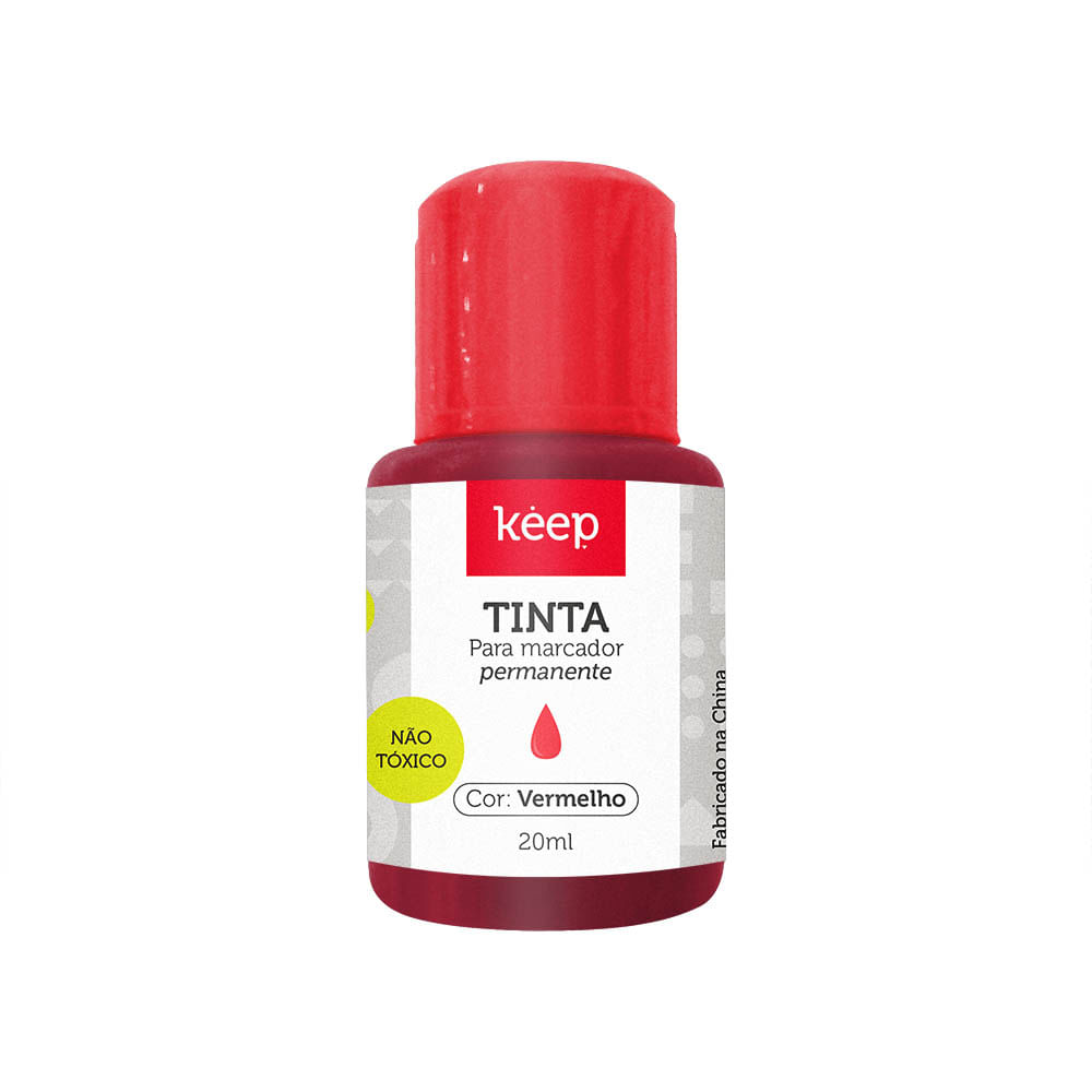Tinta Reabastecedora p/ Marcador Permanente 18ml Vermelho Keep CX 12UN - MR047OUT [Reembalado]