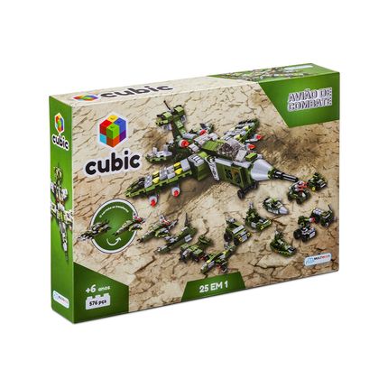 Blocos de Montar Cubic 25 em 1 Avião de Combate 576 Peças Multikids - BR1620 BR1620