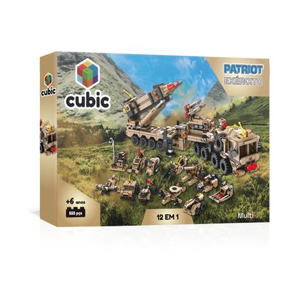 Blocos de Montar Cubic Modelo Exército 12 em 1 com 549 Peças Indicado para +6 Anos Multikids - BR1096 BR1096