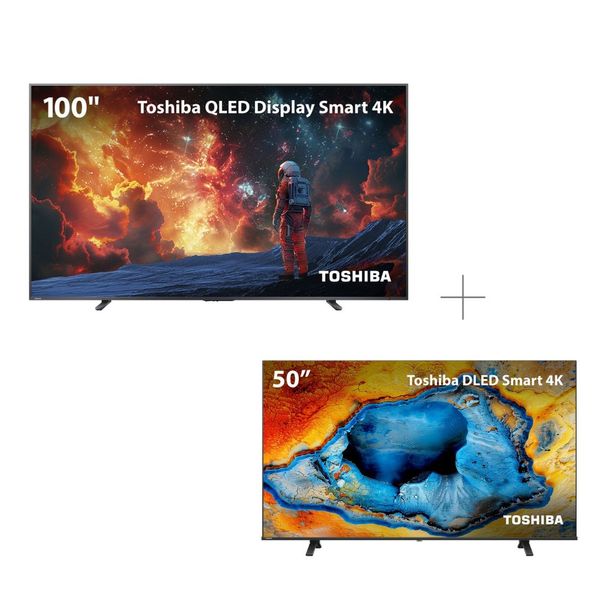 Smart TV QLED 100 4K UHD Google TV + Smart TV DLED 50" 4K VIDAA Toshiba - 100Z670RS2KC 100Z670RS2KC