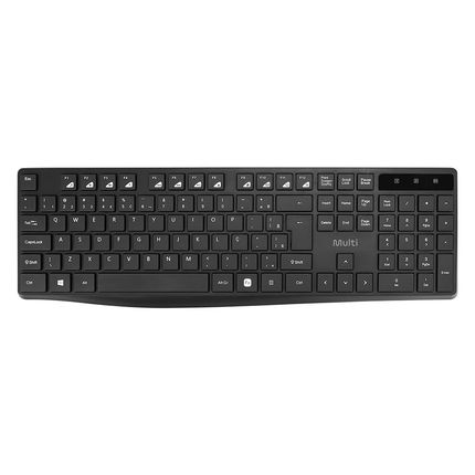 Teclado Sem Fio com Teclas Multimídia 2.4 GHz Preto Multi - TC611 TC611