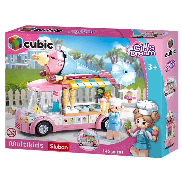 Blocos de Montar Carrinho de Sorvete Cubic 145 Pcs Multikids - BR2279OUT [Reembalado] BR2279OUT