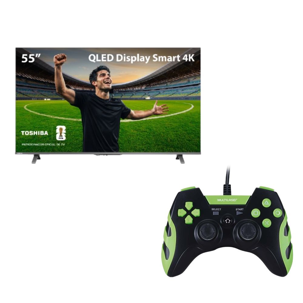 Smart TV QLED 55" 4K Google Tv Toshiba  + Controle Gamer - TB035M1K