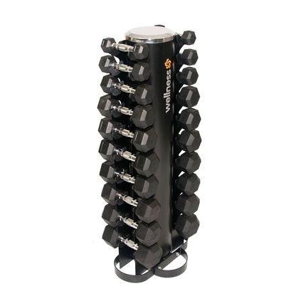 Kit 10 Halteres Emborrachados Hexagonal 1 A 10 Kg (Total 110 Kg) - Wellness - WK089I WK089I