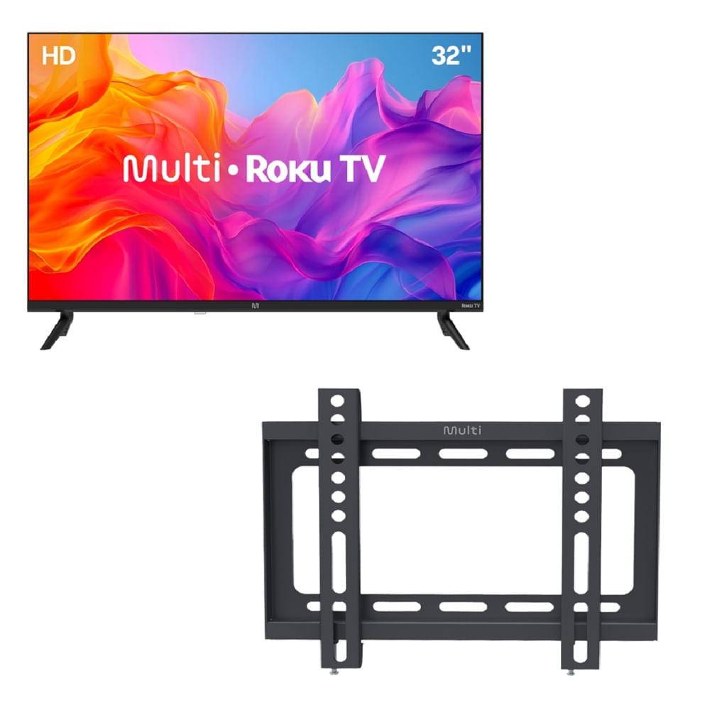Kit Smart TV 32" HD Roku Multi + Suporte Fixo para TV de 13" a 42" Multi - TL052MK