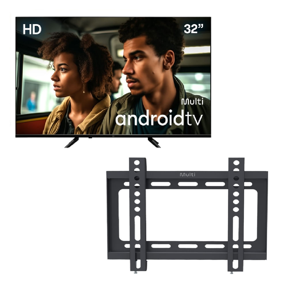 Kit Smart TV 32" HD Wi-Fi Multi + Suporte Fixo para TV de 13" a 42" Multi - TL062MK