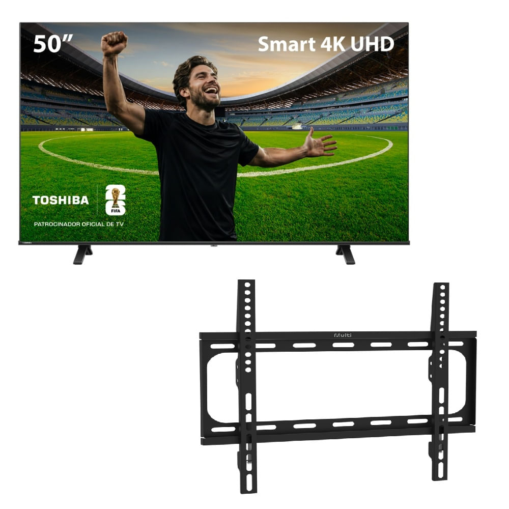 Kit Smart TV DLED 50" 4K Wi-Fi Toshiba + Suporte Fixo para TV de 23" a 60" Multi - TB029MK