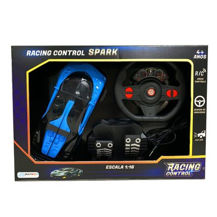 Carrinho Racing Control Spark Azul e Preto Multikids - BR1339OUT [Reembalado] BR1339OUT