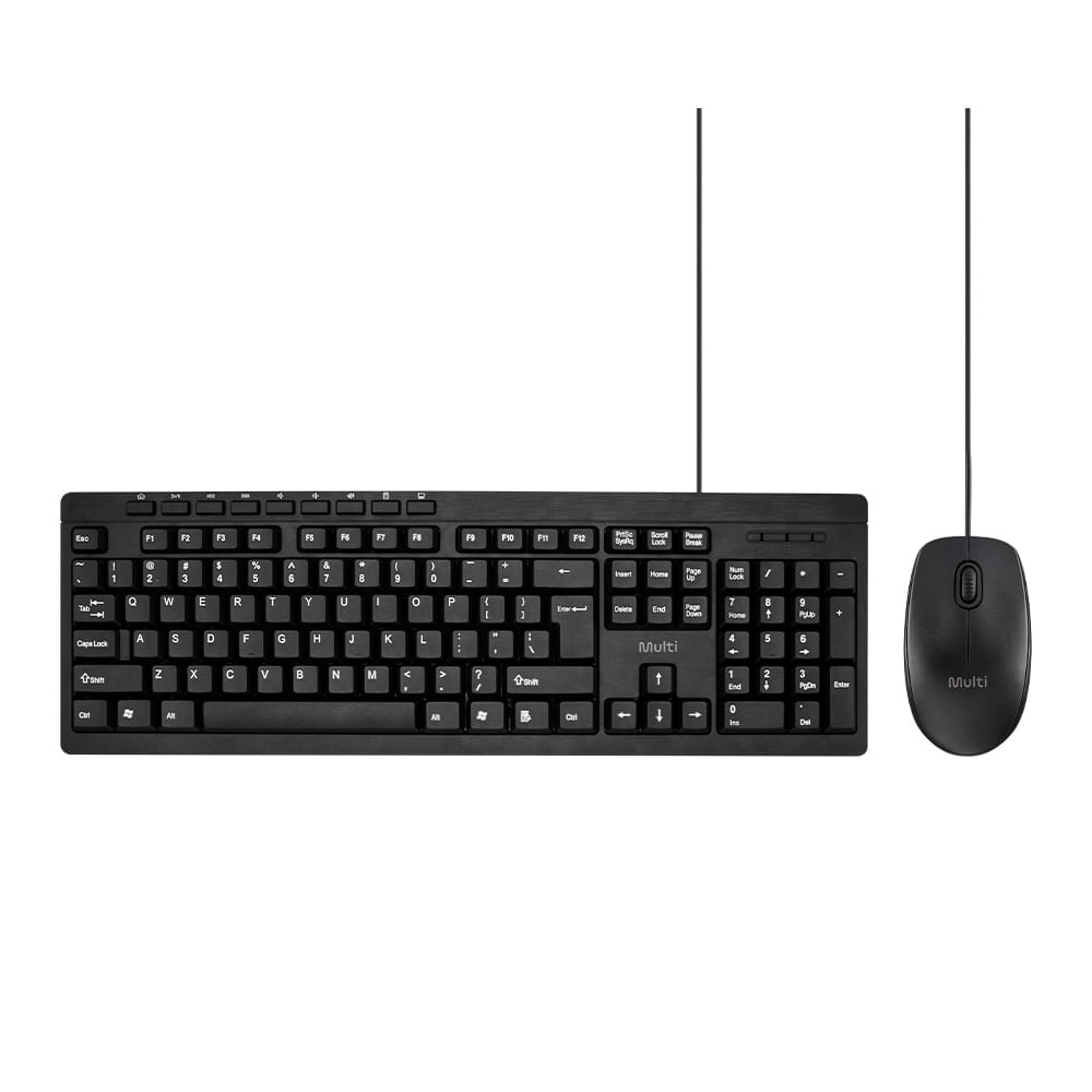 Kit Teclado e Mouse Com Fio 180cm USB 1200 DPI Preto Multi - TC610