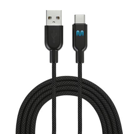 Cabo USB Tipo C em Nylon 1.2M Preto com Led Multi - WI500 WI500